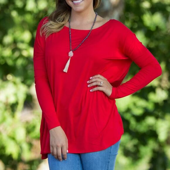 Piko Shirt Womes size Small Bamboo Long Sleeve Solid Red S - Picture 1 of 6
